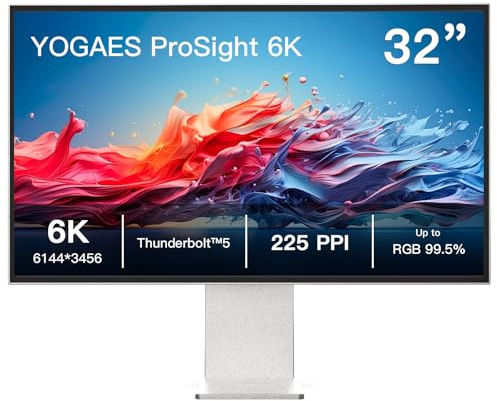 Monitor 6K, display IPS da 32 pollici, schermo IPS 6K (6144×3456), YOGAES ProSight, alloggiamento e base in lega di alluminio, HDR 600, 2000:1,450 cd/m², regolabile in altezza, rapporto di (IPS Panel)