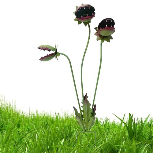 Köttätande växtstavar, 64 cm Skurril fantasifull läskig rolig – dekorativ Venus flugfälla trädgårdsplugg – för blomsterrabatter krukväxter balkong bakgård gräsmatta