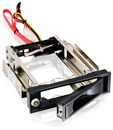 CSL - Telaio Removibile da 5,25 Pollici SATA Mobile Rack - Telaio per Disco Fisso SATA I II III HDD in Slot per unità da 3,25 Pollici - Fino a 6.0 GBit s - Kit antivibrazioni - chiudibile