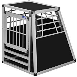 ALPUNA Transportbox N47 – Aluminium Hundebox 70×60×73,5 cm – Auto Hundebox mit Notausstieg, sicherer Hundetransport im Kofferraum