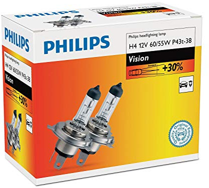 H4 12V 6055W P43t Vision 30% 2st. Philips, White