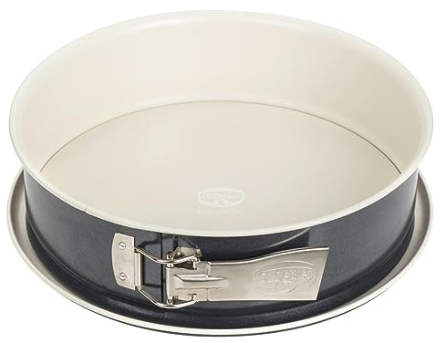 Dr. Oetker Teglia apribile Ø 26 cm BACK-TREND Teglia per torta con fondo piatto, stampo rotondo in acciaio con rivestimento antiaderente rinforzato in ceramica (colore: crema/antracite), quantità: 1