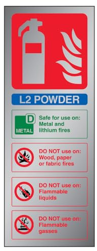 VSafety 11012AC-ACBRSH - Señal de Seguridad eléctrica para extintor de Incendios (75 mm x 200 mm-3 mm, Peine de Aluminio Cepillado)