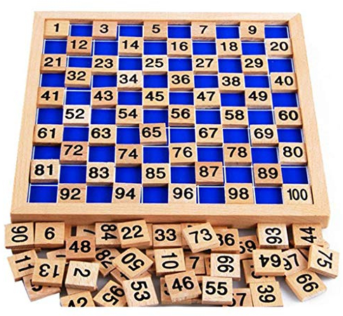 Sipobuy Holzspielzeug Hundert Brett Montessori Mathe 1-100 Fortlaufende Zahlen Holz Lernspiel für Kinder mit Aufbewahrungstasche