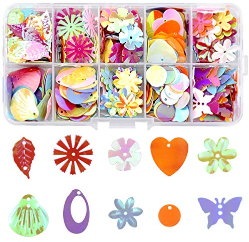 1 Box Bunt Pailetten zum Basteln, DIY Irisierend Pailletten Basteln, Lose Sequins for Crafts Sewing, Paillettes Nähen Palietten für Kunsthandwerk Kleidung Jewelry Herstellung Dekoration