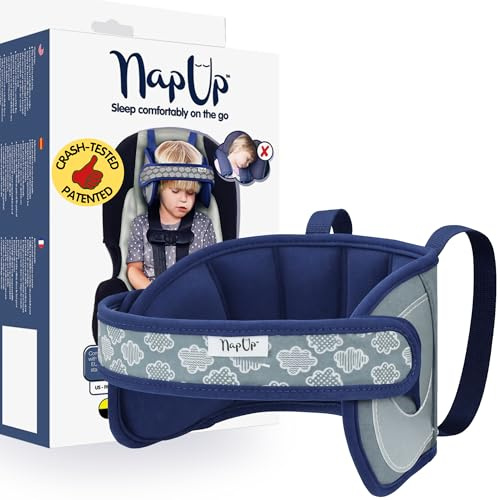 NAPUP Kinderkopfstütze für Autositze – sichere, bequeme Kopf- und Nackenkissen Stützlösung für nach vorne gerichtete Autositze und hohe Rückenlehnen – Baby- & Kinder-Reisezubehör (Dunkelblau)