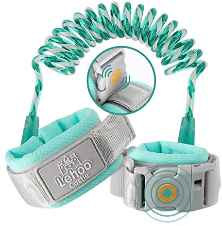 Lehoo Castle Baby Reins for Walking, 1.5M Toddler Reins for Kids with Induction Lock, Anti Lost Wrist Link Wrist Reins, Child Safety Harness for Autism Boys Girls (Green)
