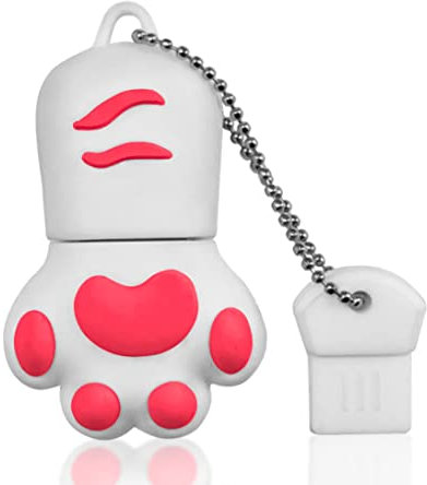 Chiavetta USB 128GB, Pendrive USB Stick Memory Cat Paw USB Flash Pen Drive Penna USB 2.0 Cute Cartoon Thumb Drive Regali per PC, Laptop, Tablet Ecc (Bianca)