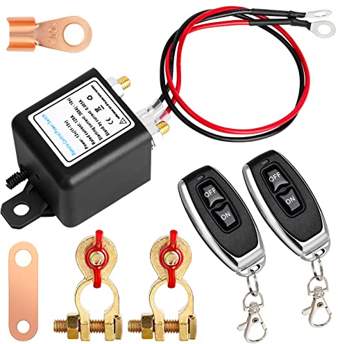 Delisouls Batterie-Trennschalter 12V Batterieschalter, 120A Autobatterie-Trennschalter mit Fernbedienungs-Kupferanschluss für Auto LKW Boot Jacht Wohnwagen Motorrad KFZ