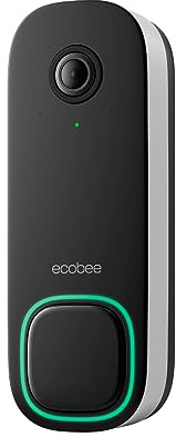 ecobee Smart Video Doorbell Camera (trådbunden) – med branschledande HD-kamera, smart säkerhet, mörkerseende, person- och paketsensorer, 2-vägssamtal och video och ögonblicksinspelning