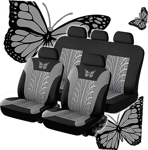 BUGUUYO 9stücke Teiliges Auto Sitzbezug Für Sitze Universeller Strapazierfähiger Autositzschutz Sitzmatte Für Autoinnenraum Komfortables Graues Design