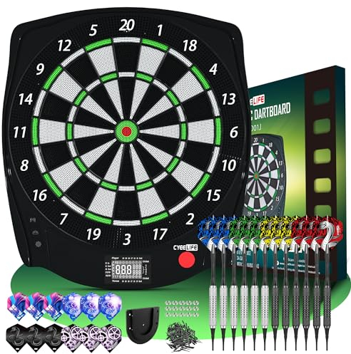 CyeeLife Elektronisch Dartscheibe mit Dartpfeile Set und Zubehör,Batterie/Adapter/deutsch-English,ZD01J