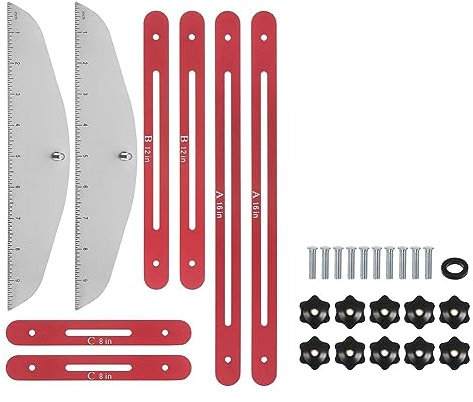 Wisboey Gabarit de Marche D'Escalier Outil: Gabarit de Mesure D'Escalier Réglable de 9 Pouces à 54 Pouces pour les Marches D'Escalier, Adapté Aux Escaliers, Facile à Utiliser, Couleur Rouge.