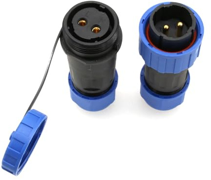 HangTon TY20 2 Pin Male Female Plug Socket, Bulkhead Waterproof Connector, In-line, Screw-wiring for Electrical Power Outdoor Device 25Amp, Quick-Disconnect