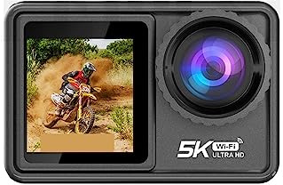 nmbhus Caméra d'action 5K avec Objectif filtrant en Option Zoom 48MP 1080P Webcam Vlog WiFi Sports Cam avec télécommande(Not Card,Action Camera 5K 2)
