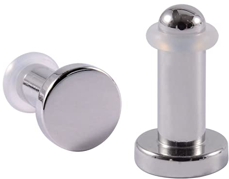 Stfery Ohrringe Herren Tunnel 9mm, 2 Stk Titan Silber Ohr Flesh Tunnel Vollzylinder Barbell