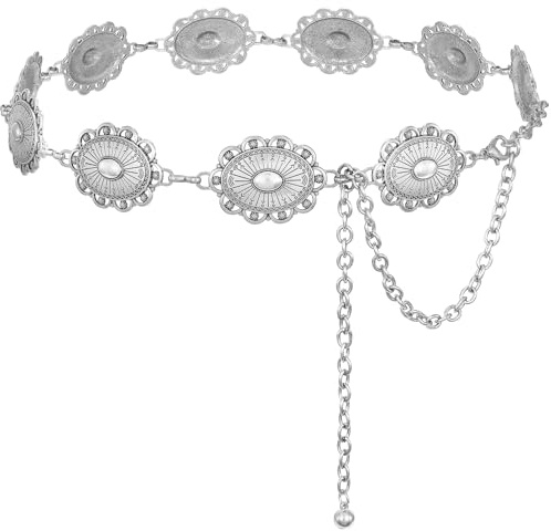 VONMELLI Damen Western Kettengürtel Cowgirl Concho Taillenkette Metall Bauchkette Gold Gürtel für Kleid
