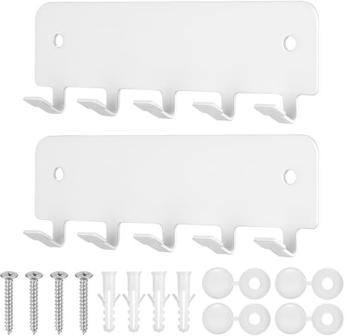 Key Holder for Wall, Key Hooks Wall Mounted, Key Racks for Wall, Metal Key Hooks with 5 Hooks, Key Hangers for Wall, Key Organiser for Hallway Bedroom Living Room Bathroom Office Kitchen (White)