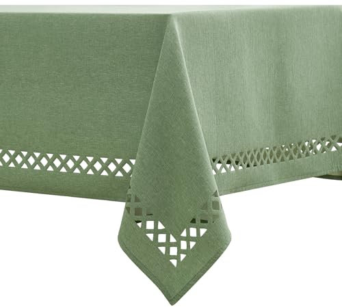 MIULEE Leinen Optik Tischdecke Graugrün Tischdecken 140x180cm Abwaschbar Lotuseffekt Eckig Rechteckig Tischtuch Polyester Wasserabweisend Tischwäsche Abwischbare Tafeldecke für Party Küche