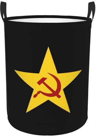 Wäschekorb mit Hammer und Sichel aus der UdSSR, rund, tragbar, Aufbewahrungsbox, Organizer, Wäschekorb, tragbarer Wäsche-Organizer