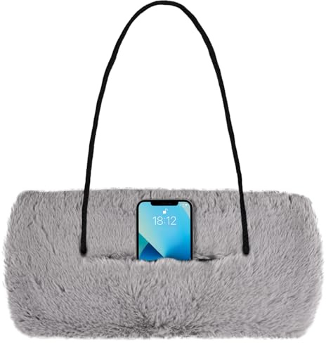 Winmany Handwärmer aus Kunstfell, für Damen, Winter, weicher Plüsch, mit Außentasche für Handy, Schlüssel, Münzen, kleine Gegenstände