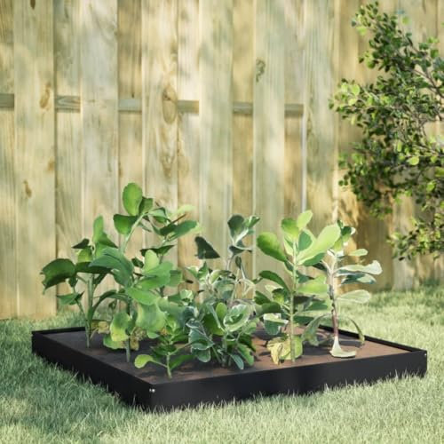 LAPOOH Hochbeet Schwarz 100x100x18,5 cm Stahl, Palettenrahmen, Hochteich, Gemüsebeet, Kräuterregal Balkon, Blumenbeet, Kräuterspirale, Tomatenbeet, Pflanzhochbeet - 851010