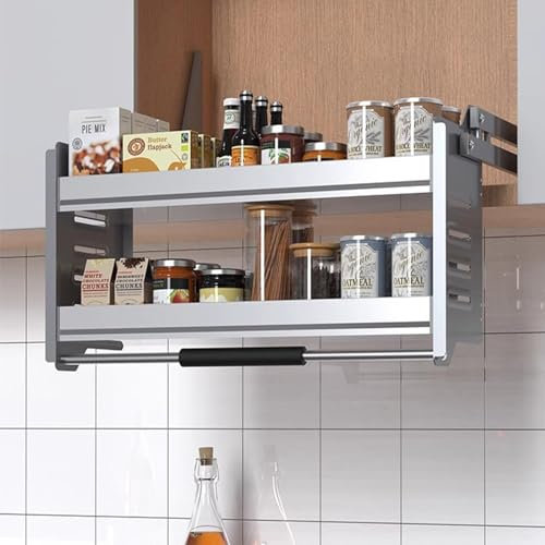 Küchenschrank mit 2 Ebenen, ausziehbares Regal, Organizer für Wandschrank, Aufbewahrung, Grau, Größe 500