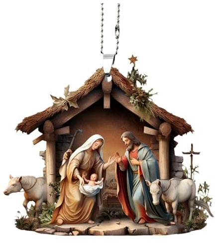 Decoraciones navideñas figuras de belén decoraciones de Navidad belén decoración de árbol de Navidad belén Navidad accesorios de belén adornos para el árbol de Navidad regalos cristianos