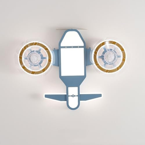 LLXDFUU Lámpara De Techo Regulable Para Habitación De Niños, Ventilador De Avión, Lámpara De Techo Para Dormitorio Infantil Con Interruptor De Pared, Protección Ocular De Espectro Completo, Regulación