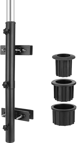 SLIIMU Umbrella Stand for Deck Railing, Long Patio Fence Umbrella Holder Clamp Outdoor, Adjustable Deck Post Parasol Mount Bracket, Metal Balcony Parasol Base Clip on Porch, Courtyard (C-Black)