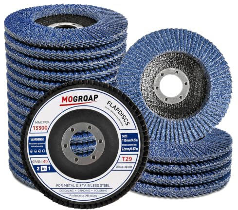 MOGRQAP 20 Stück 125mm Fächerscheiben, Feine Oberfläche Fächerschleifer 40 Körnung Winkelschleifer Chleifmopteller Schleifscheiben Flap Disk für Metall Holz Stahl