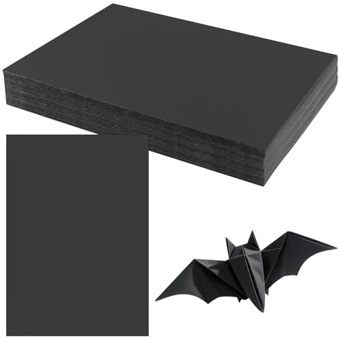 SINJEUN 100 Blatt A4 Bastelkarton Schwarz, 300g Schwarze Tonpapier Fotokarton Bastelpapier zum Basteln