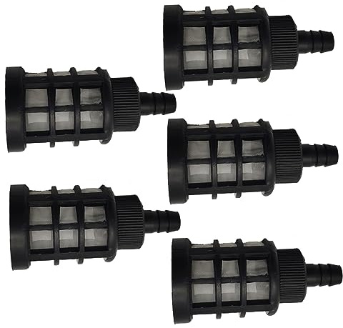 Filtre à Eau pour Machine de Nettoyage, Connecteur D’entrée 5 Pièces | Noir, Plastique et Métal, Maille Permanente, pour Pompe et Tuyau de Jardin