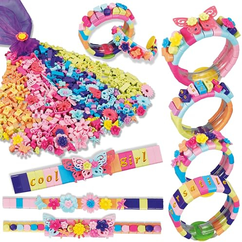 GOLXUWO Armbänder Basteln Mmädchen, Armbänder Selber Machen Bastelset Kinder Mit 480+ Zubehör für 12 stylische,ArmbänderGeburtstagsgeschenke für Kinder und Mädchen im Alter von 6+Jahren