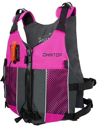 Owntop Buoyancy Aids Adults with Hydration Pack, Whistle, Dual Mesh Pockets | Adjustable Buoyancy Vest Jacket | Swim Vest Unisex for Paddleboarding, Kayaking, Fishing (Pink,XL/XXL)