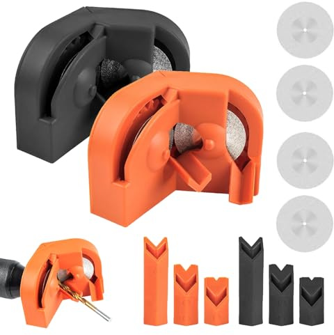Bohrerspitzer, tragbare Schleifmaschine für Spiralbohrer (2-16 mm), effizientes Schleifen für verbesserte Leistung, 2-teiliges Set (Orange + Schwarz)