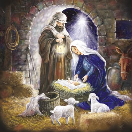 Ling Design Weihnachtskarten für Wohltätigkeitsorganisationen, Packung mit 8 hochwertigen Weihnachtskarten mit Umschlägen, religiöse Krippe, unterstützt britische Wohltätigkeitsorganisationen