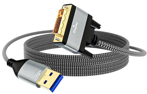QUEENYARD Universals Câble vidéo public USB 3.0 DVI, reconnaissance automatique, pas de pilote requis, construction en PVC, transfert de données rapide, câble DVI