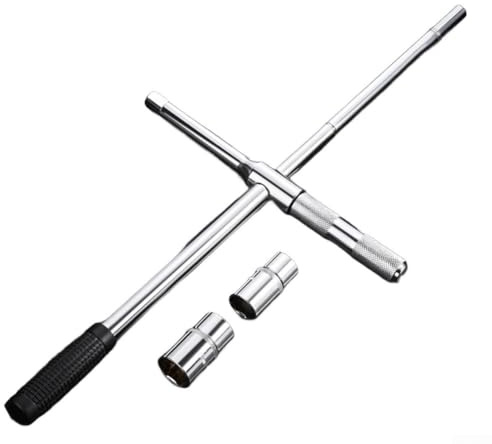 Clé en croix pour pneus 17-23 mm, clé à cliquet réglable avec poignée d'extension, convient pour la réparation automobile et le changement de roue, 5 pièces (B)