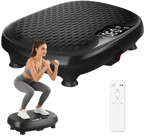 LEERCON Máquina de ejercicio con placa de vibración con 3 modos y 20 velocidades, placa vibradora con pantalla LED, control remoto, capacidad de 330 libras, plataforma de fitness en casa para