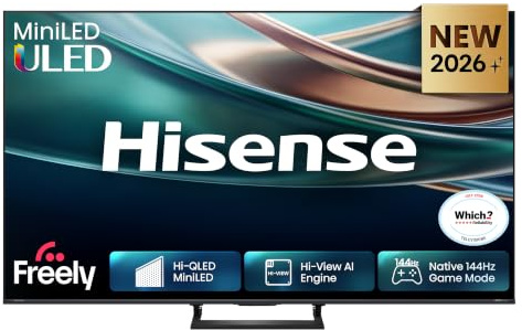 Hisense 50 50Q8STUK MiniLED 144Hz 4K Ultra HD AI Smart TV with Freely, Netflix, Disney+ and YouTube - Hi-QLED MiniLED, Built-in Subwoofer, Hi-View AI Engine, Hi-QLED Colour, Hands-Free Voice Control