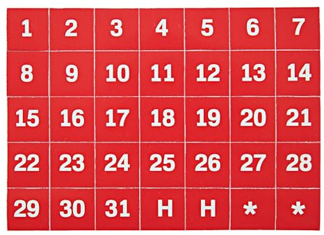 MasterVision Magnetic 1-31 Calendar Board Numbers, Set of 35-1 Calendar Dates, White on Red, Perfect Magnets for Dry Erase Planning Boards