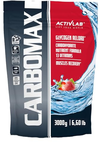 Activlab CARBOMAX 3000g, Kohlenhydrat mit Vitaminen, Energie und Glykogenauffüllung, für Training, Regeneration nach intensivem körperlichem Training, Erdbeere