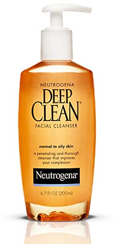 Neutrogena Deep Clean Daily Facial Cleanser with Beta Hydroxy Acid for Normal to Oily Skin, Alcohol-Free, Oil-Free & Non-Comedogenic, 6.7 fl. oz