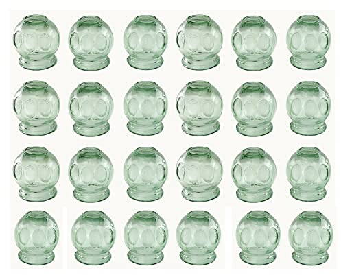 Schröpfen Set aus Glas, Feuerschröpfen Schröpfgläser Vakuum Massage für Muskelentspannung und Schmerzlinderung, Hijama Hacamat Glasschröpfen, Schröpftherapie Therapie Cupping Banki (24 Stück, 4,5 cm)