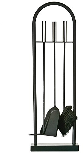 Fire Vida Arc Kaminbesteck-Set, Metall, chromfarben/Scharz, 4-teilig