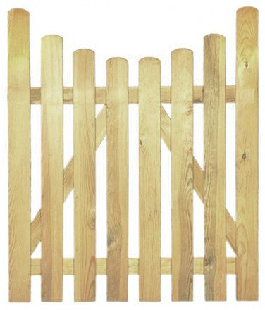 StaketenTür 'Premium' 100x120/100 cm - unten – kdi / V2A Edelstahl Schrauben verschraubt - aus getrocknetem Holz glatt gehobelt – nach unten gebogene Ausführung - kesseldruckimprägniert