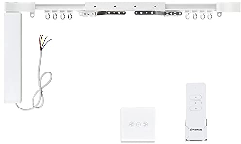 zemismart Automatic Electric Curtain System Motorized Slide Shade Motor with Wifi Blinds Switch Support Voice Control by Echo/Nest Voice Home Siri Customized App Control(6M+Curtain Switch)