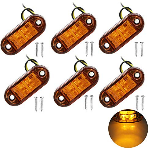 PolarLander 6pcs 24v 12v Ambra LED luci di Posizione Laterali Luce di Posizione Laterale Luce di Posizione Lampada per Camion rimorchio Giallo