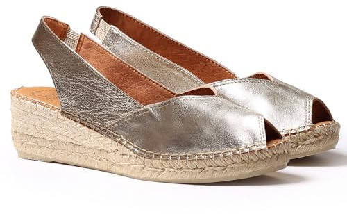 Espadrille compensée en Cuir pour Femme - BERNIA-P - Platine, 36 EU